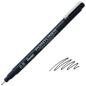 Pentel Arts Pointliner Pigment Pen 0.8mm Black