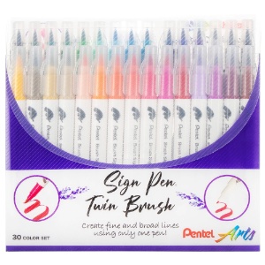 Pentel Arts Sign Pen Twin Brush 30 Set Assorted