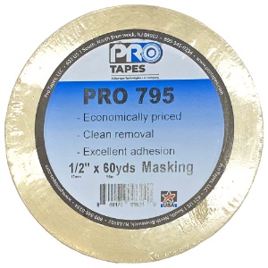 Pro Tapes Pro 795 Masking Tape 1/2"x60yd