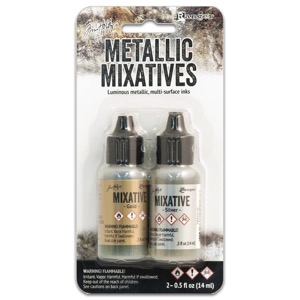 Tim Holtz Alcohol Ink Metallic Mixatives 2 x 14ml Set Gold & Silver