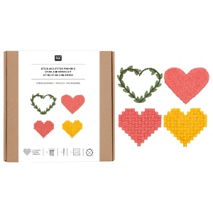Rico Design Stick & Stitch Kit Pixel Art Hearts