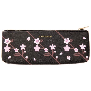Rico Design Zipper Pencil Case Sakura Flowers Black