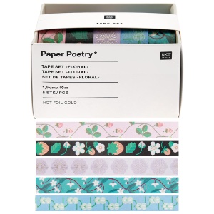 Rico Design Paper Poetry Washi Tape 10m x 5 Set Bee/Fruit/Flower