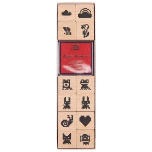 Rico Design Paper Poetry Wooden Stamp 13 Set Pixels