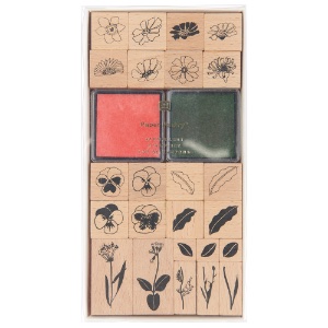 Rico Design Paper Poetry Wooden Stamp 24 Set Flowers