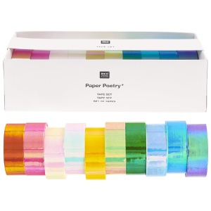 Rico Design Paper Poetry Mirror Rainbow Tape 5m x 10 Set