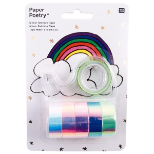 Rico Design Mirror Rainbow Tape Dispenser 12mm 6 Set Rainbow