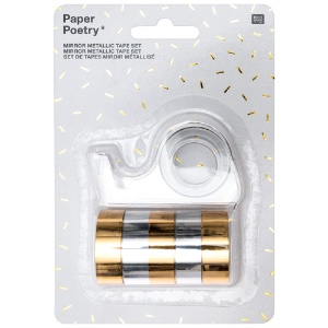 Rico Design Mirror Rainbow Tape Dispenser 12mm 6 Set Metallic