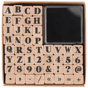Rico Design Paper Poetry Wooden Stamp 48 Set Alphabet