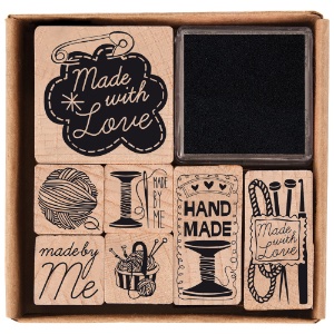 Rico Design Paper Poetry Wooden Stamp 7 Set Handmade