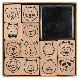 Rico Design Paper Poetry Wooden Stamp 13 Set Animal Faces