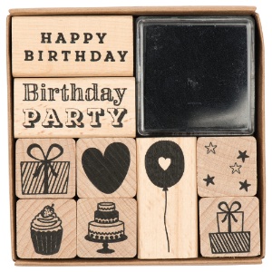 Rico Design Paper Poetry Wooden Stamp 10 Set Birthday