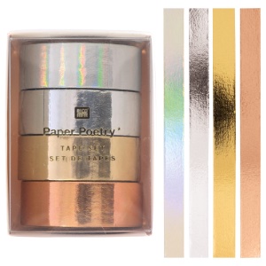 Rico Design Paper Poetry Tape 10m 4 Set Metallic