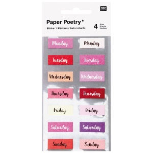 Rico Design Paper Poetry Sticker Sheet 4 Set Weekdays Pink