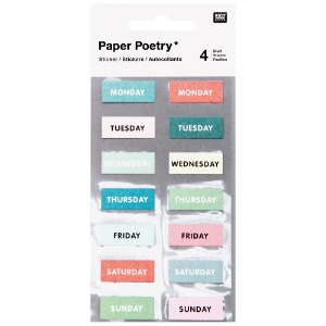 Rico Design Paper Poetry Sticker Sheet 4 Set Weekdays Green
