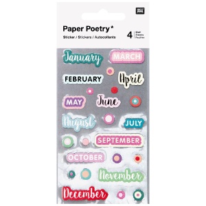 Rico Design Paper Poetry Sticker Sheet 4 Set Months