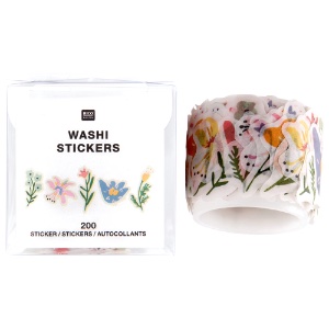 Rico Design Paper Poetry Washi Sticker Roll 200 Piece Flowers