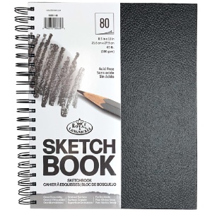 Royal & Langnickel Hard Sketchbook Spiral Bound 80 Sheets 8.5" x 11"