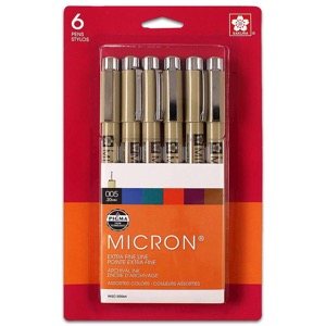 Sakura Pigma Micron 005 Pen 0.45mm 6 Set Assorted Colors