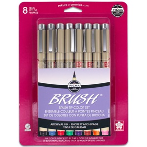 Sakura Pigma Brush Pen 8 Set Assorted