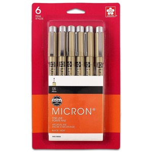 Sakura Pigma Micron 05 Pen 0.45mm 6 Set Black