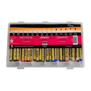 Sakura Pigma Pen Ink Gift 73 Set & Reusable Storage Case