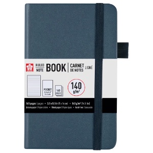 Sakura Pocket Notebook Hardcover Ruled 3.5"x5.5" Deep Indigo