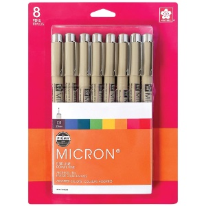 Sakura Pigma Micron 01 Pen 0.25mm 8 Set Rainbow