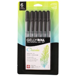 Sakura Gelly Roll Classic Pens, Fine Line, Black - 6 Pack