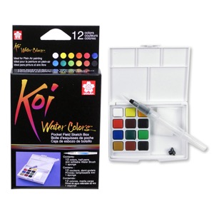 Koi Fine Quality Watercolor Pocket Field Sketch Box 12 set