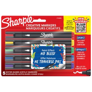 Sharpie Water-Based Acrylic Creative Marker Bullet Tip 5 Set Assorted