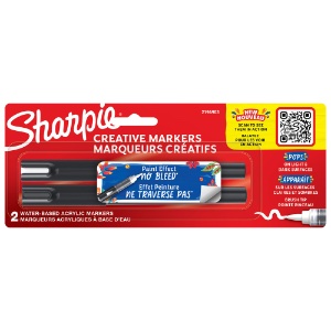 Sharpie Water-Based Acrylic Creative Marker Brush Tip 2 Set Black & White