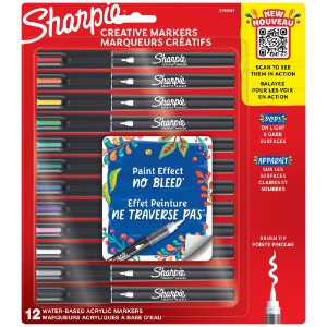 Sharpie Water-Based Acrylic Creative Marker Brush Tip 12 Set Assorted