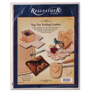 Realeather Veg-Tan Tooling Leather 8.5"x11" Natural