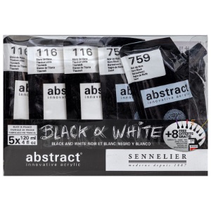 Sennelier Abstract Acrylic 5 x 120ml Black & White