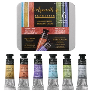 Sennelier L'Aquarelle Watercolor Iridescent Pastel & Metallics 6 x 10ml Set