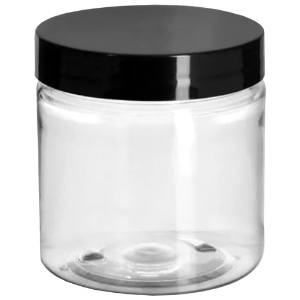 SKS Clear Plastic Straight Sided Jar w/Black Cap 4oz