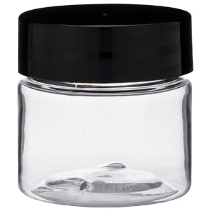 SKS Clear Plastic Straight Sided Jar w/Black Cap 0.5oz