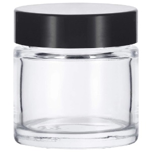 SKS Clear Plastic Straight Sided Jar w/Black Cap 1oz