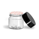 Clear Plastic Jar 1/2oz with Black Cap