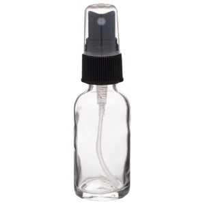 SKS Clear Glass Round Bottle w/Black Fine Sprayer 1oz