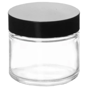 Clear Glass Jar w/Black Phenolic Cap 2oz