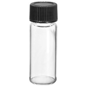 SKS Clear Glass Vial w/Black Ripped PE Cap 2 Dram