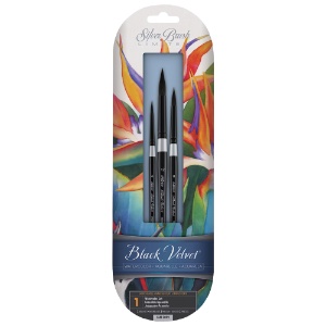 Silver Brush Black Velvet Synthetic Watercolor Brush 3 Set Susan Moyer