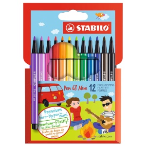 Stabilo Pen 68 Premium Felt-Tip Mini 1.0mm 12 Set Assorted