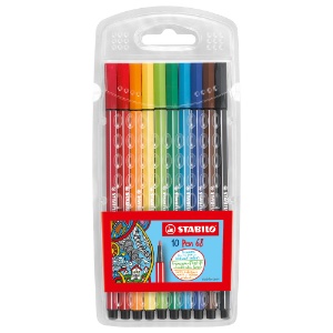 Stabilo Pen 68 Premium Felt-Tip 1.0mm Wallet 10 Set Assorted