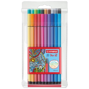 Stabilo Pen 68 Premium Felt-Tip 1.0mm Wallet 20 Set Assorted