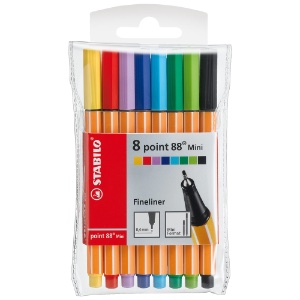 Stabilo Point 88 Mini Fineliner Pen 0.4mm 8 Set Assorted