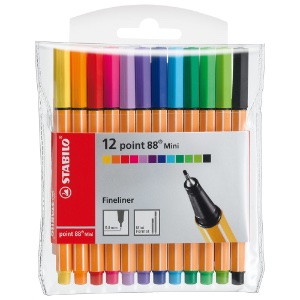 Stabilo Point 88 Mini Fineliner Pen 0.4mm 12 Set Assorted
