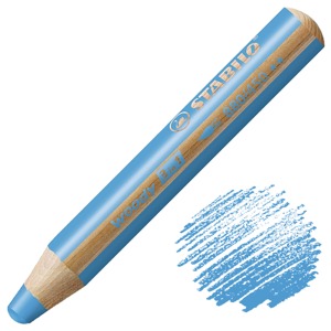 Stabilo Woody 3-in-1 Water-Soluble Wax Pencil Cyan Blue